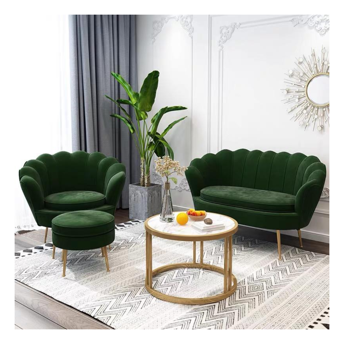 Emerald Petal Armchair